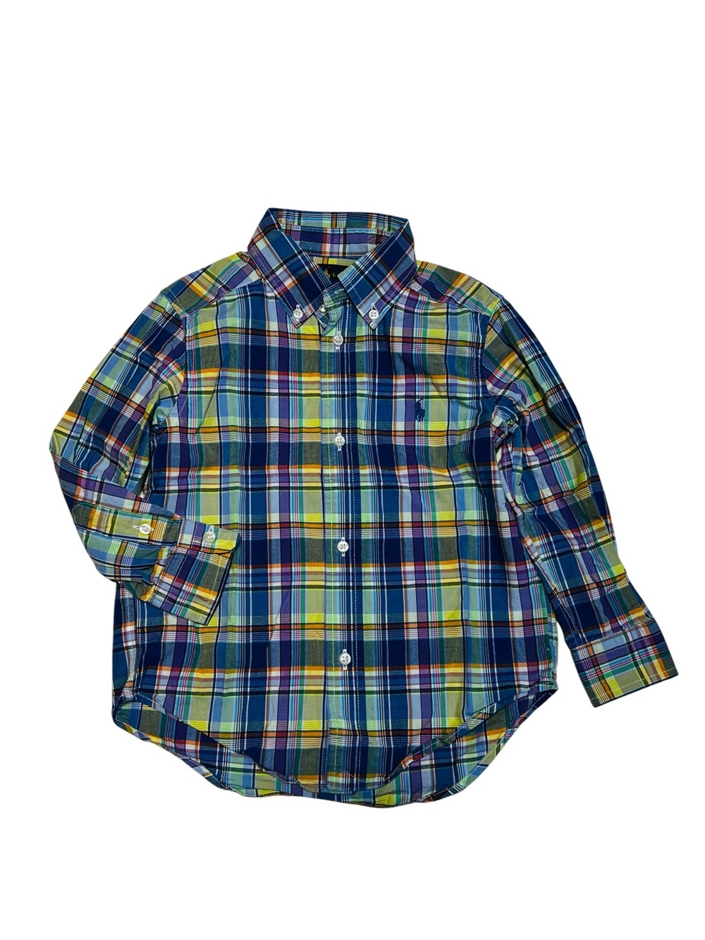 Polo by Ralph Lauren Boys Plaid Button-Down Shirt in Blue, Yellow, Green boys 3Y